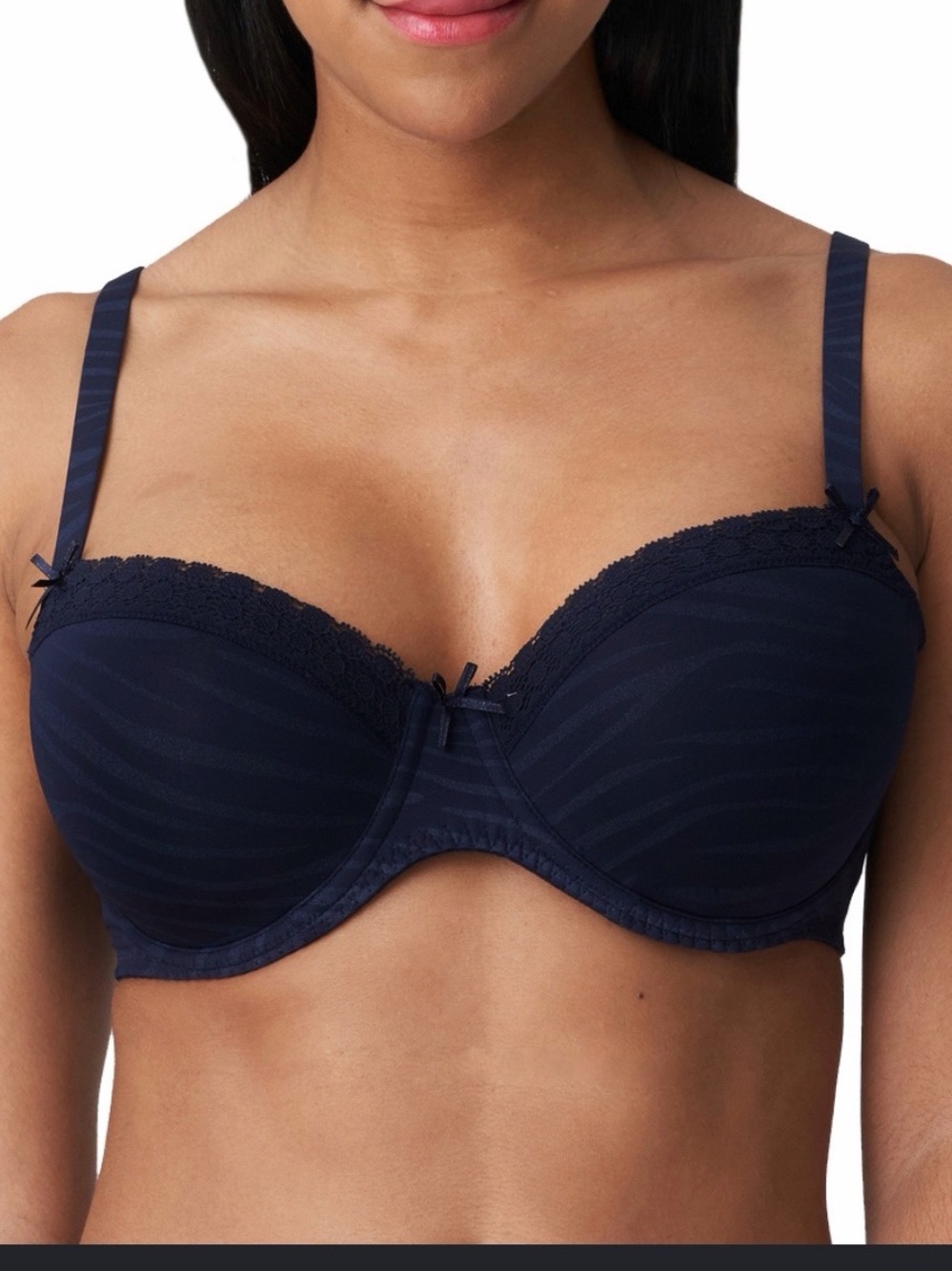 PrimaDonna Twist Basel Padded Balcony Bra Wired Cup Size 34F Navy Blue